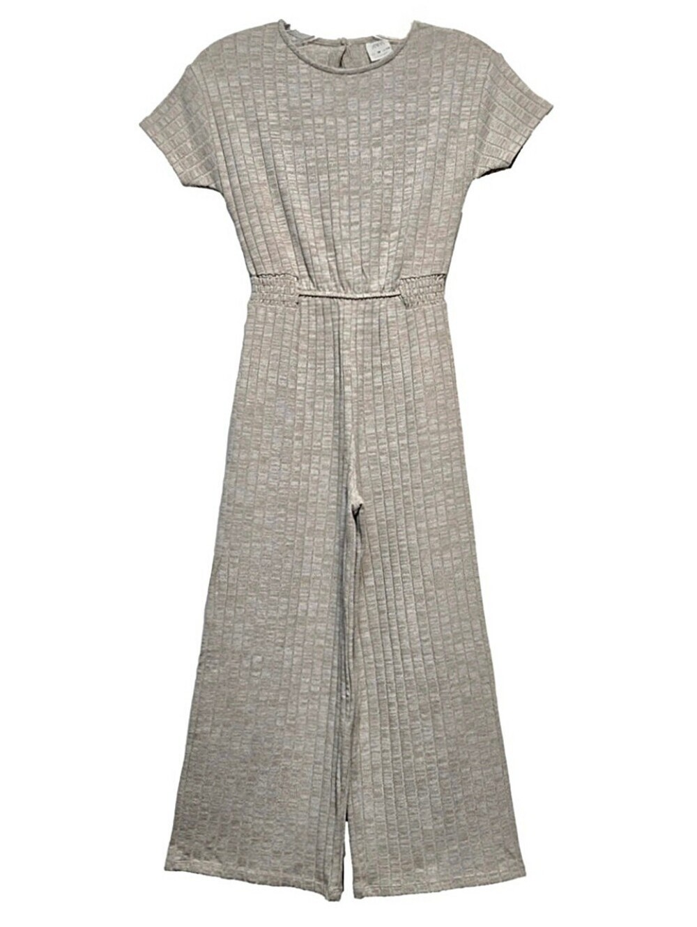 Zara Kids Beige Ribbed Short-Sleeve Jumpsuit, Size 10 ~ VGUC